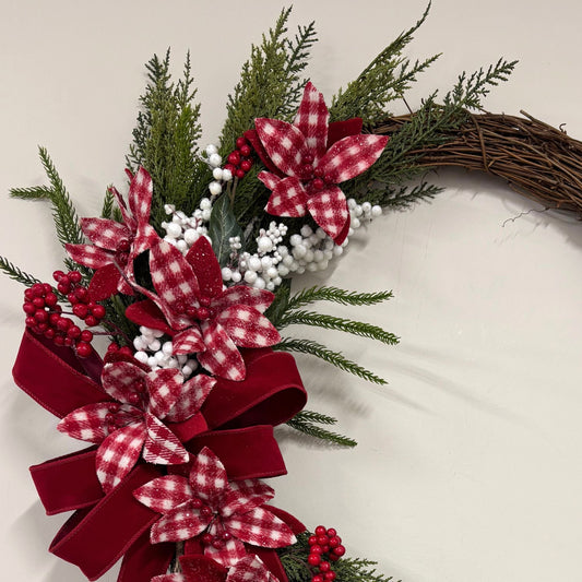 Farmhouse Check Wreath - 50cm - My Christmas