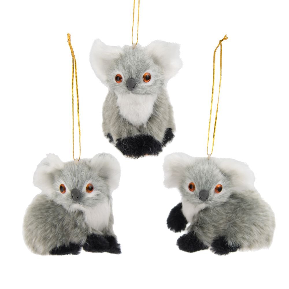 Faux Fur Koala Ornament - Assorted - My Christmas