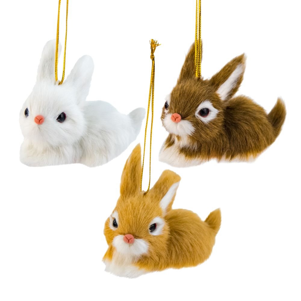 Faux Fur Rabbit Ornament - Assorted - My Christmas