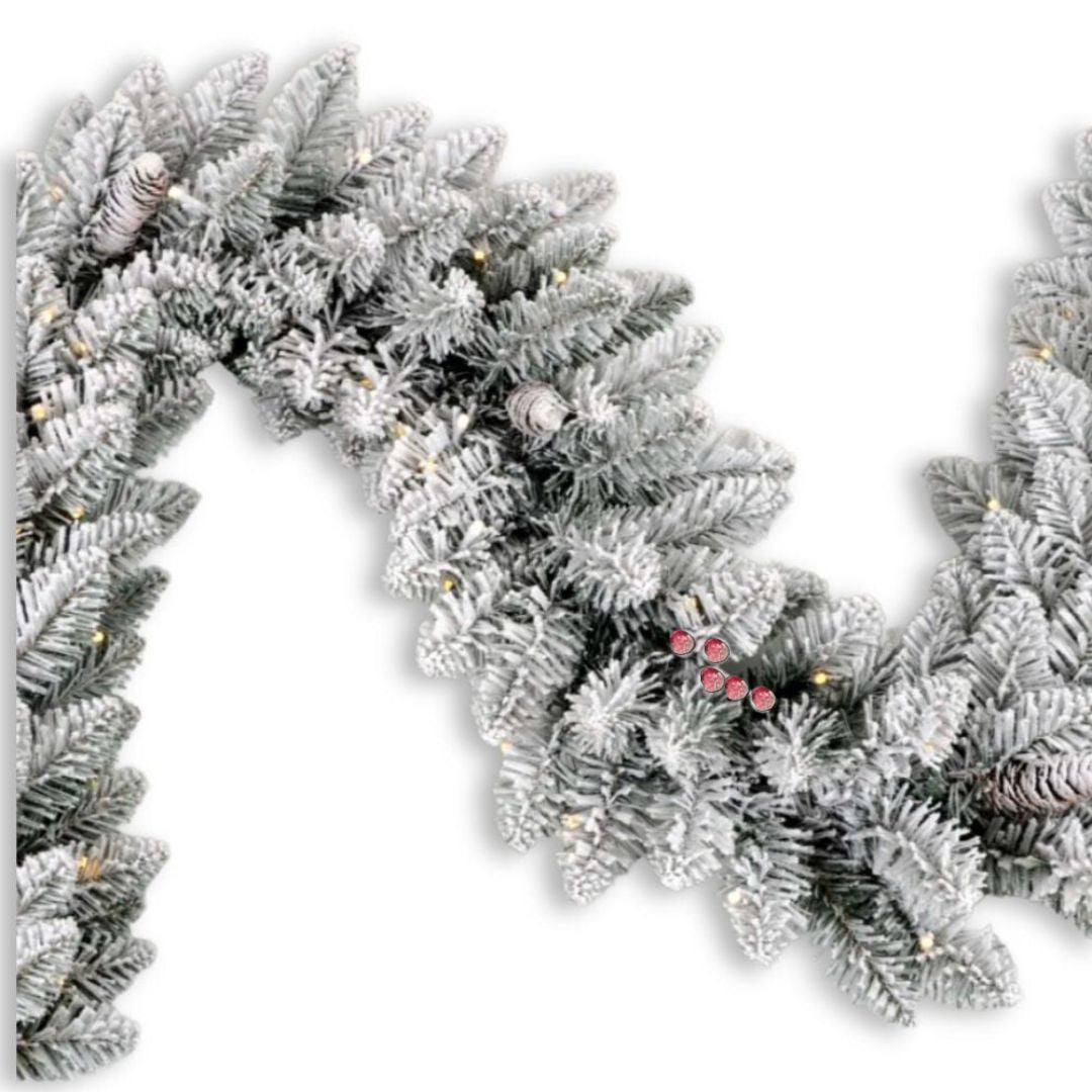 Flocked Battery - Operated Garland - 1.8m - My Christmas