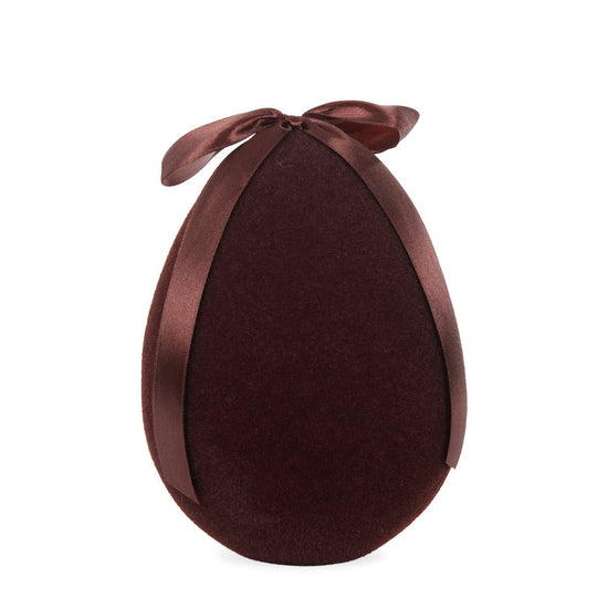 Flocked Egg with Bow Brown - Assorted Sizes - My Christmas