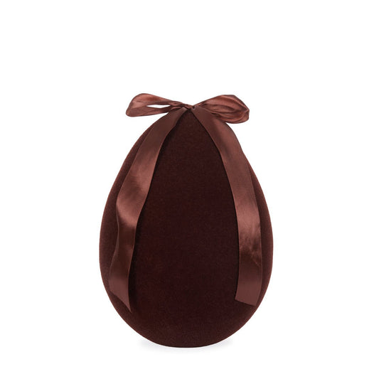 Flocked Egg with Bow Brown - Assorted Sizes - My Christmas
