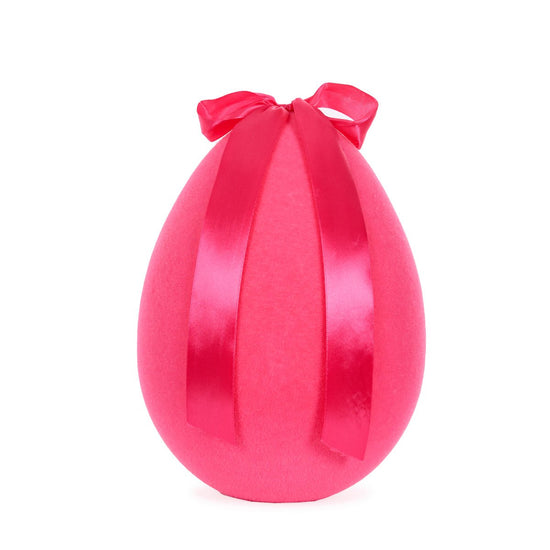 Flocked Egg with Bow Fuchsia - Assorted Sizes - My Christmas