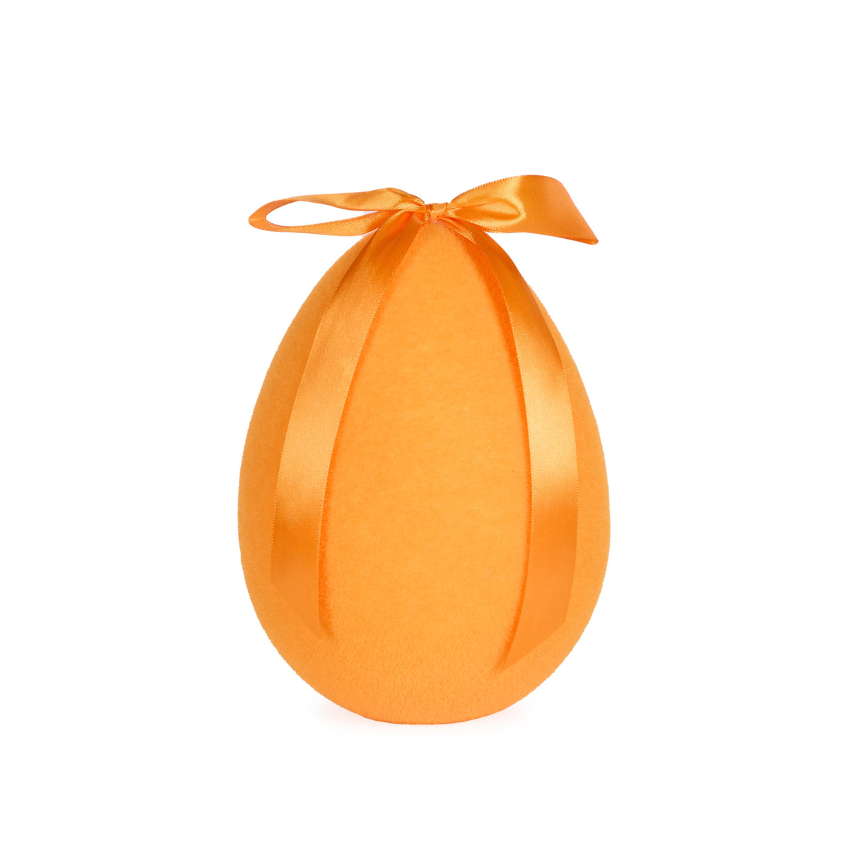 Flocked Egg with Bow - Orange - My Christmas