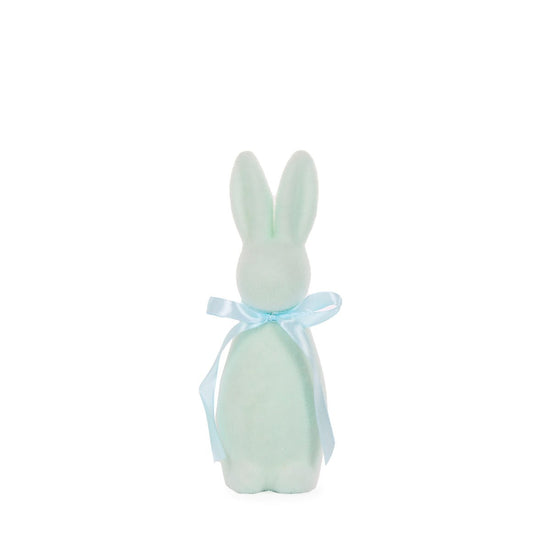 Flocked Rabbit with Bow Aqua - Assorted Sizes - My Christmas