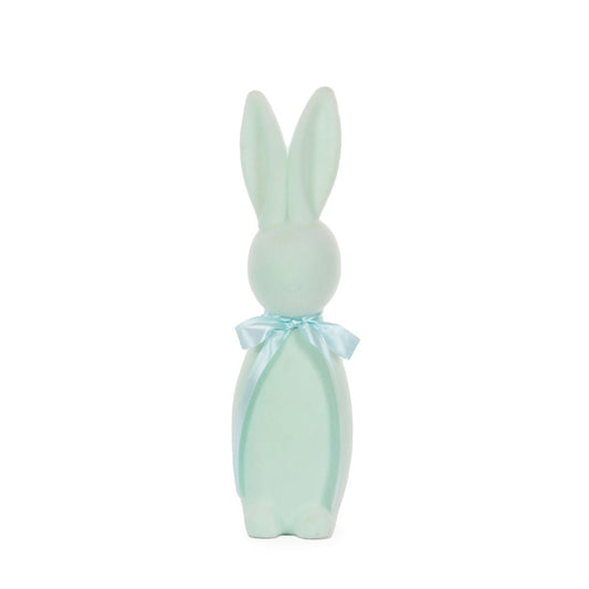 Flocked Rabbit with Bow Aqua - Assorted Sizes - My Christmas