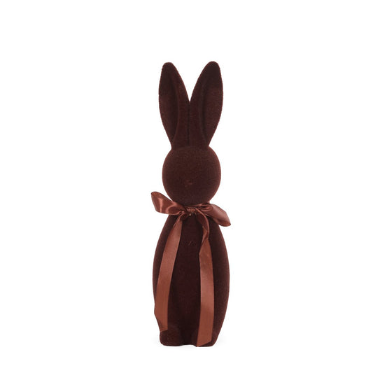 Flocked Rabbit with Bow Brown - Assorted Sizes - My Christmas