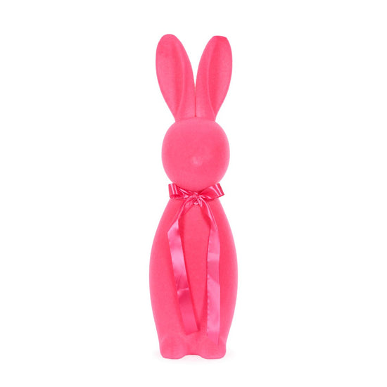 Flocked Rabbit with Bow Fuchsia - Assorted Sizes - My Christmas