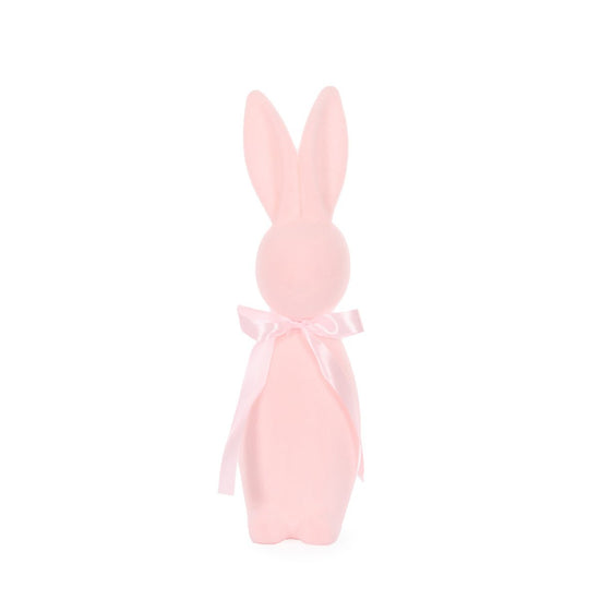 Flocked Rabbit with Bow Pink - Assorted Sizes - My Christmas