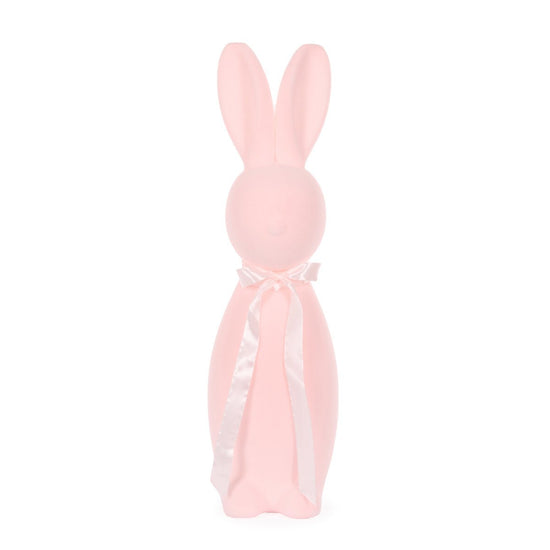 Flocked Rabbit with Bow Pink - Assorted Sizes - My Christmas