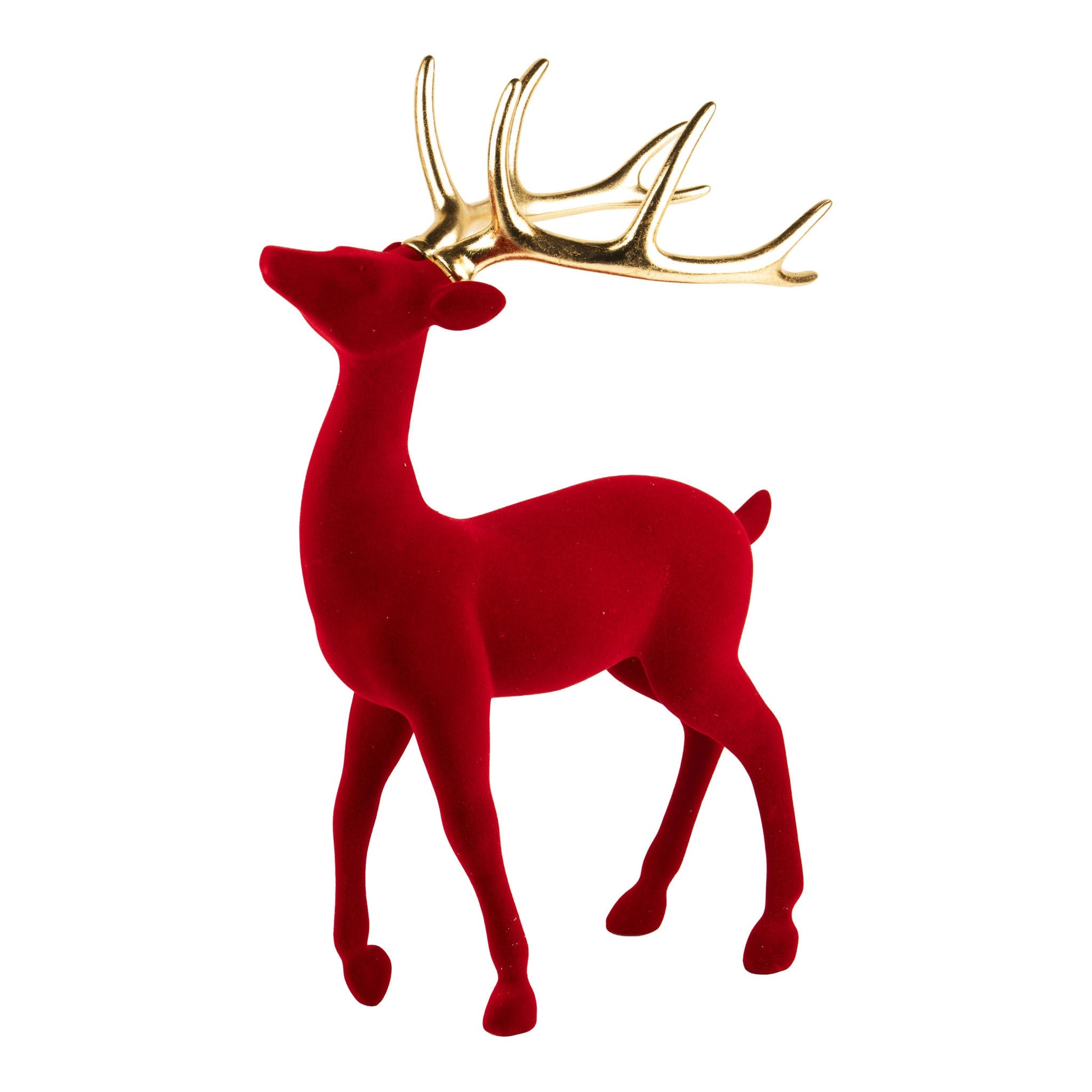 Flocked Red Standing Deer - 44cm - My Christmas