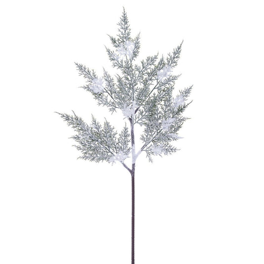 Flocked Snowy Cedar Stem - My Christmas