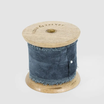 Frayed Velvet Ribbon Blue 50mm x 5m - My Christmas