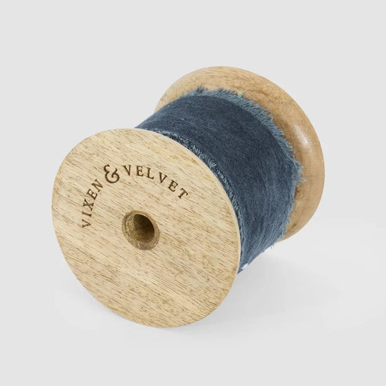 Frayed Velvet Ribbon Blue 50mm x 5m - My Christmas