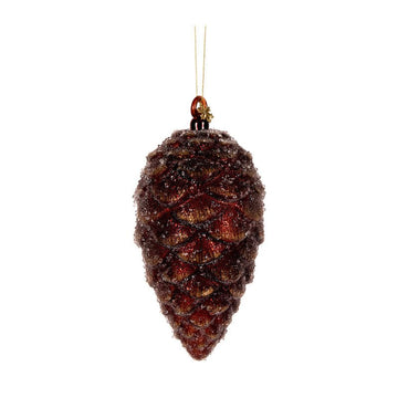 Frosted Brown Long Pinecone Bauble - My Christmas