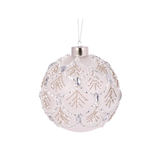 Frosted Fern Pleat Bauble - My Christmas