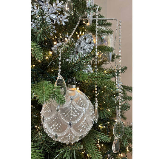Frosted Fern Pleat Bauble - My Christmas