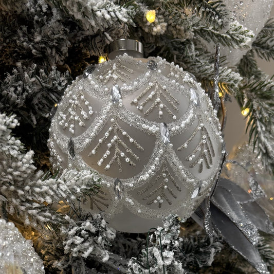 Frosted Fern Pleat Bauble - My Christmas