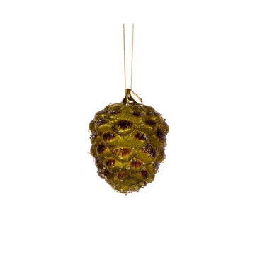 Frosted Forest Green Pinecone Bauble - My Christmas