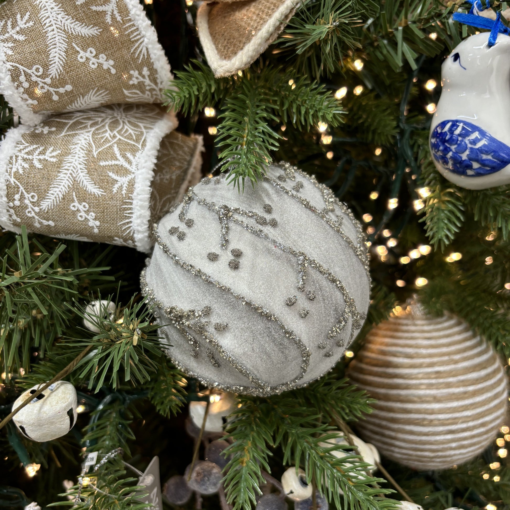 Frosted Pewter Glass Bauble - My Christmas