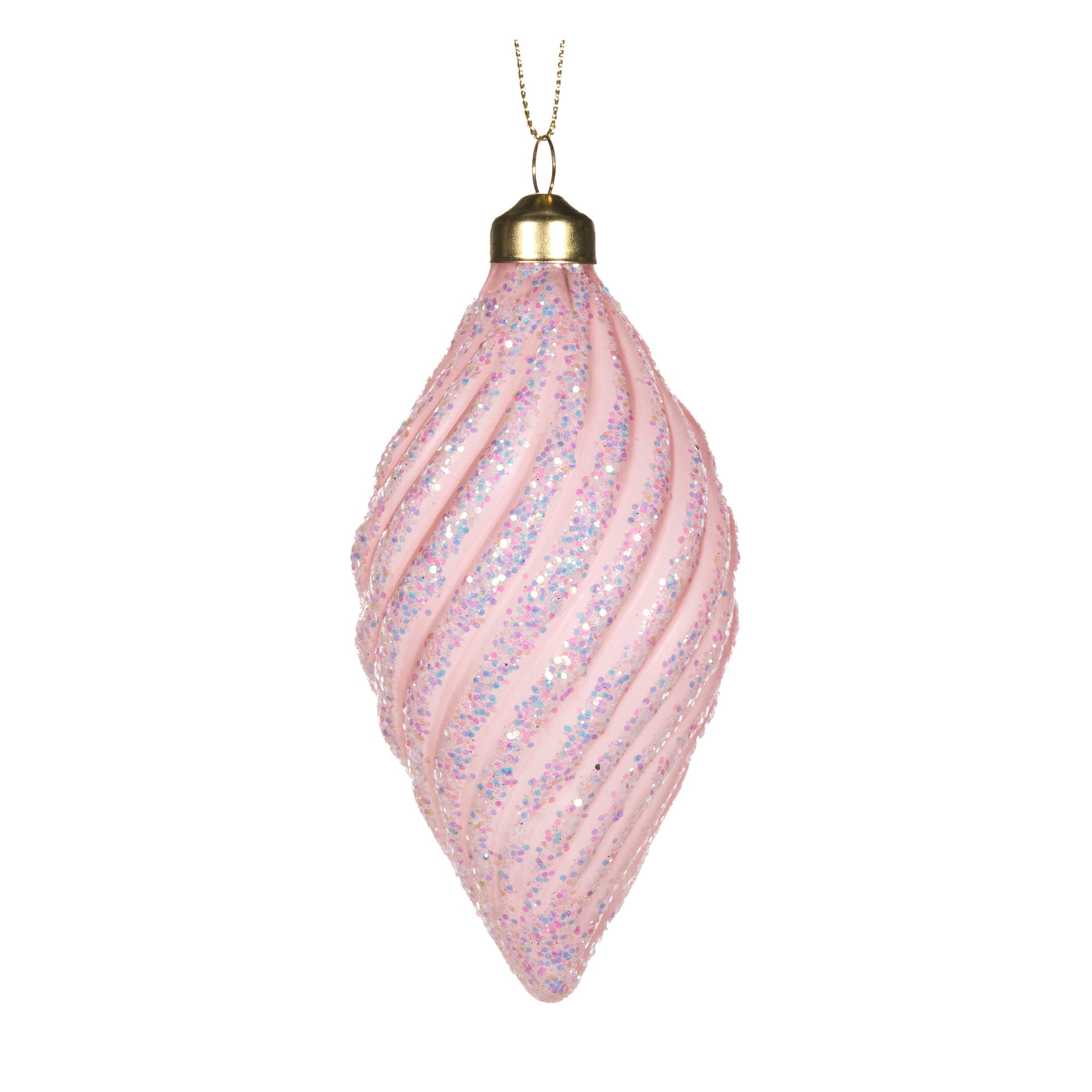 Frosted Pink Swirl Drop Bauble - My Christmas