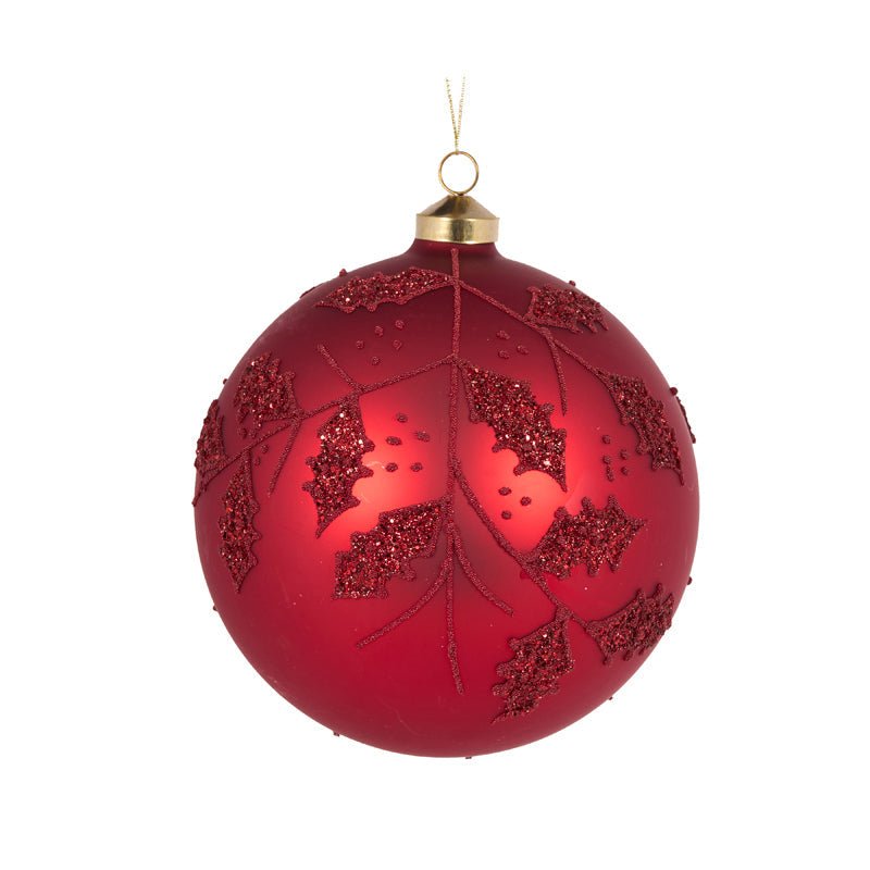 Frosted Red Holly Bauble - My Christmas