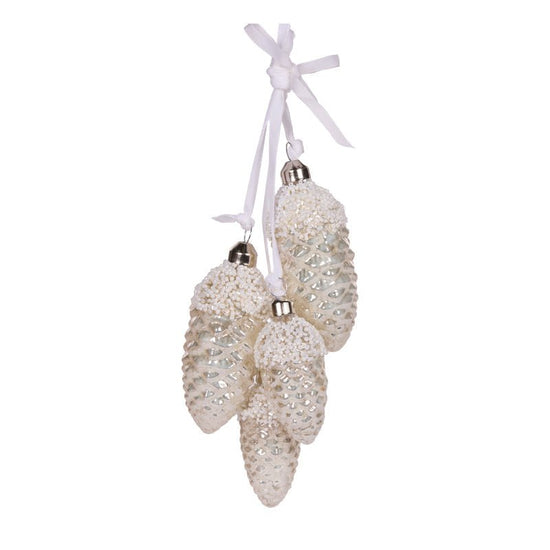 Frosted White Pinecone Cluster - My Christmas