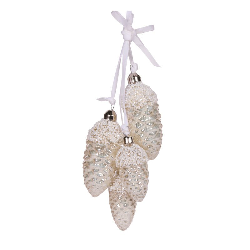 Frosted White Pinecone Cluster - My Christmas