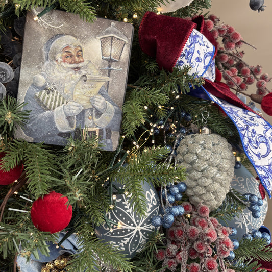 Frosty Blue Pinecone Bauble - My Christmas