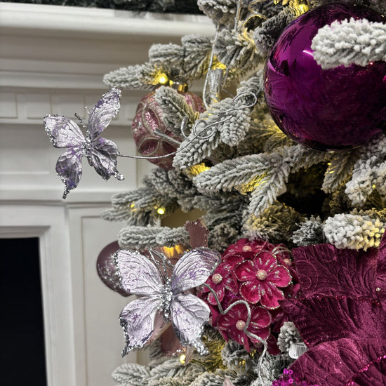 Fuchsia Glitter Hydrangea Bauble - My Christmas