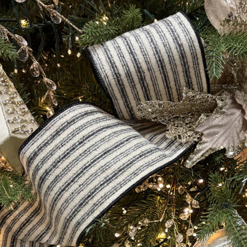 Fuzzy Ticking Stripe Ribbon - My Christmas