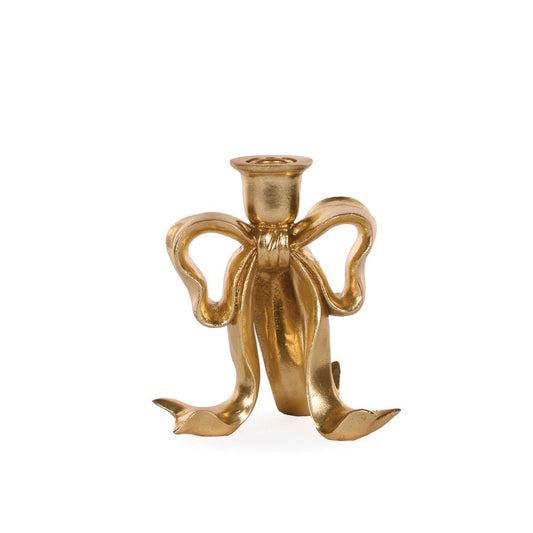Gilded Bow Candle Holder - 16cm - My Christmas
