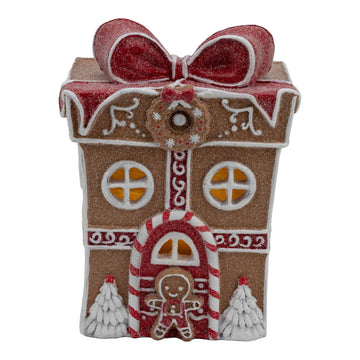 Gingerbread LED Gift Box House - 15cm - My Christmas