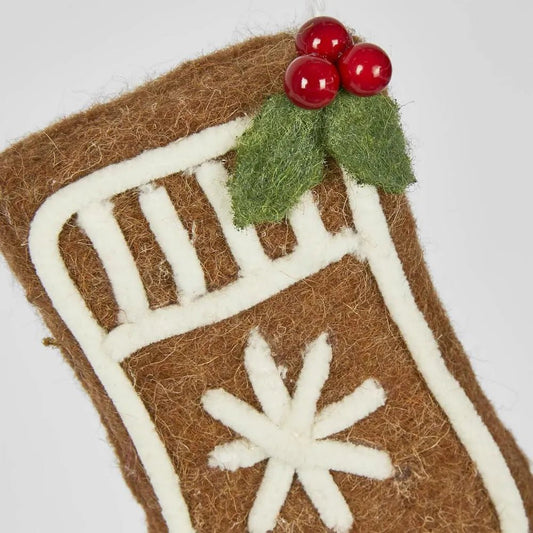 Gingerbread Stocking with Holly Ornament - My Christmas