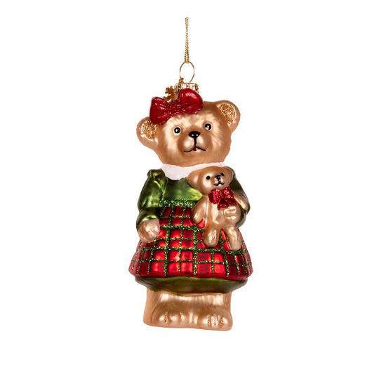 Girl Bear Glass Ornament - My Christmas
