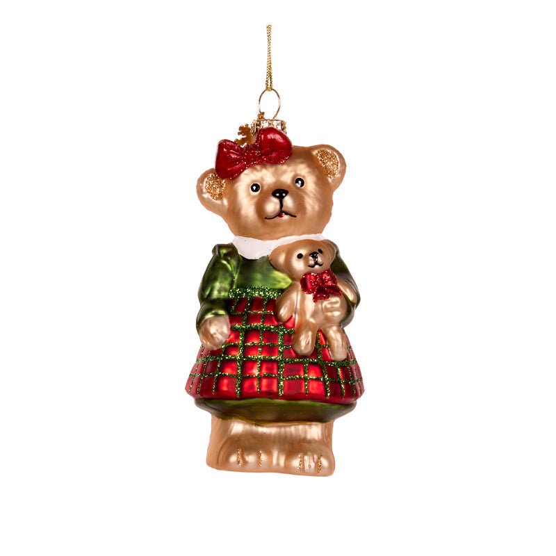 Girl Bear Glass Ornament - My Christmas