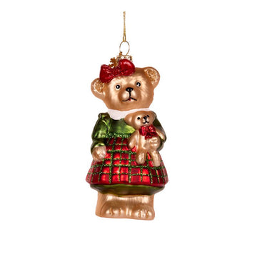 Girl Bear Glass Ornament - My Christmas