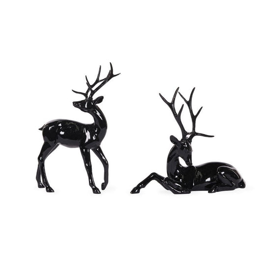 Glass Black Modern Reindeer - Pack of 2 - My Christmas