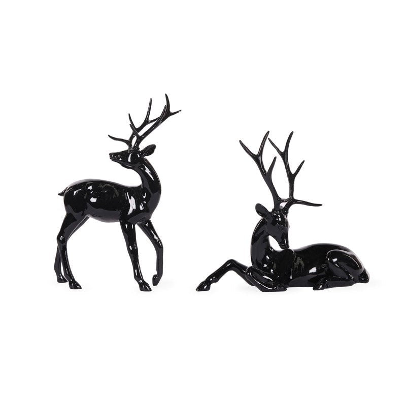 Glass Black Modern Reindeer - Pack of 2 - My Christmas