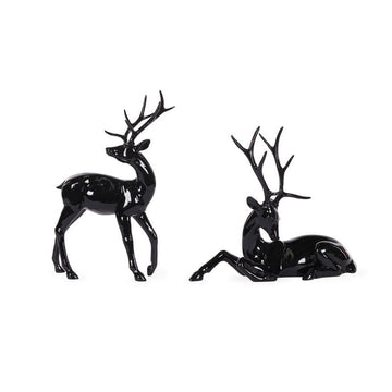 Glass Black Modern Reindeer - Pack of 2 - My Christmas