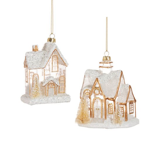 Glass Gingerbread House Ornament - Assorted - My Christmas