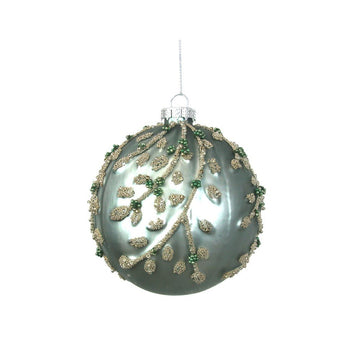 Glass Gunmetal Bauble with Silver Beads - My Christmas