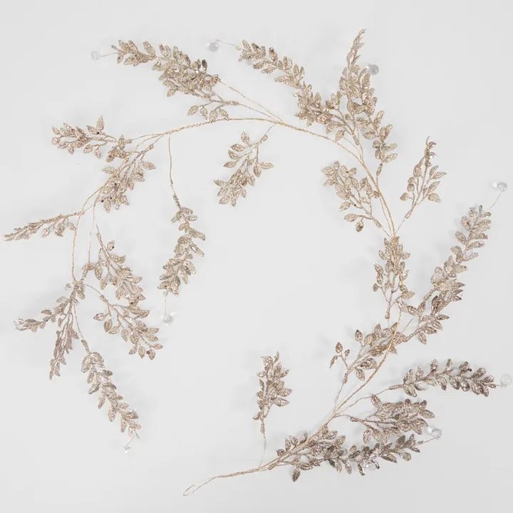 Glitter Leaf and Crystal Berry Garland Gold - My Christmas