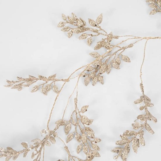 Glitter Leaf and Crystal Berry Garland Gold - My Christmas