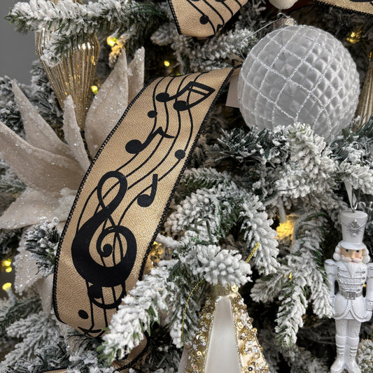 Gold and Black Music Note Ribbon - My Christmas