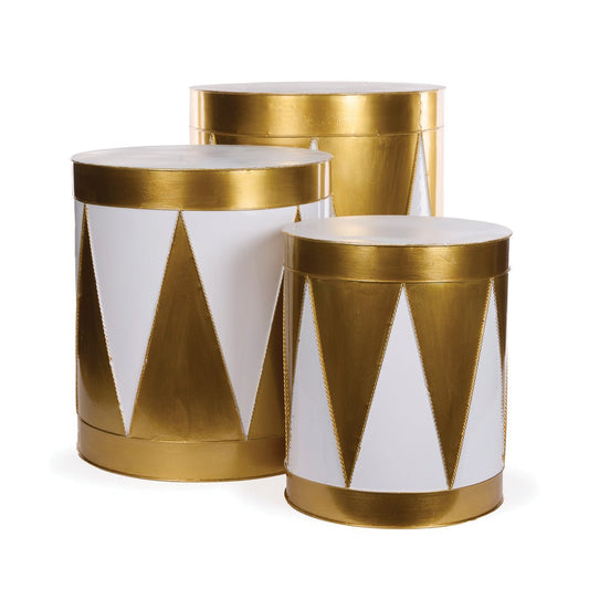 Gold and White Harlequin Drums - Set of 3 - My Christmas