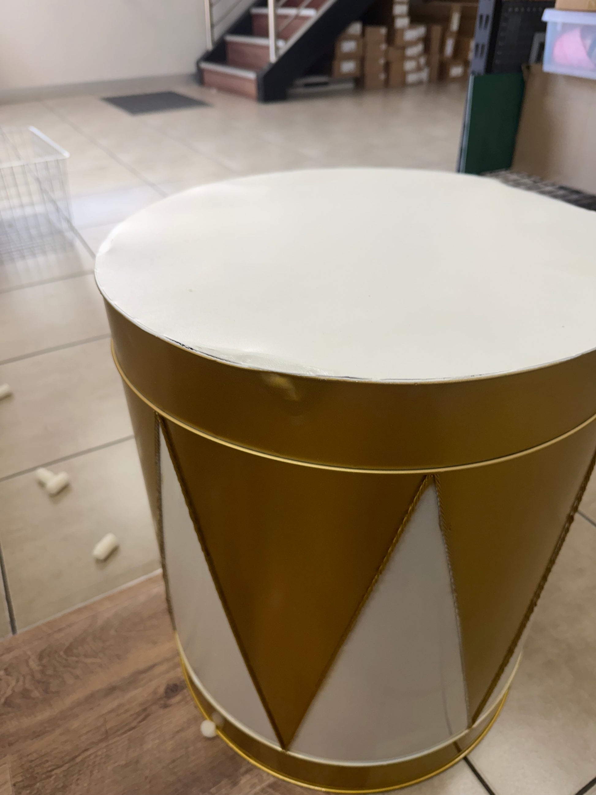 Gold and White Harlequin Drums - Set of 3 - Seconds - My Christmas