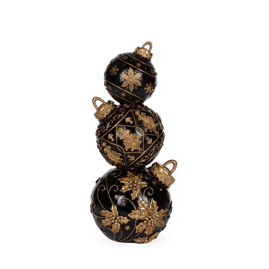 Gold Black Snowflake Bauble Stack - 41cm - My Christmas