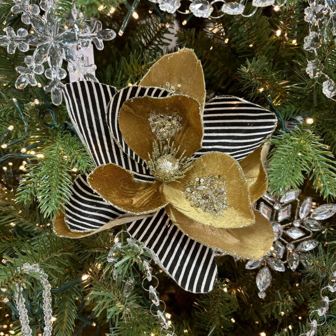 Gold, Black &amp; White Flower - My Christmas