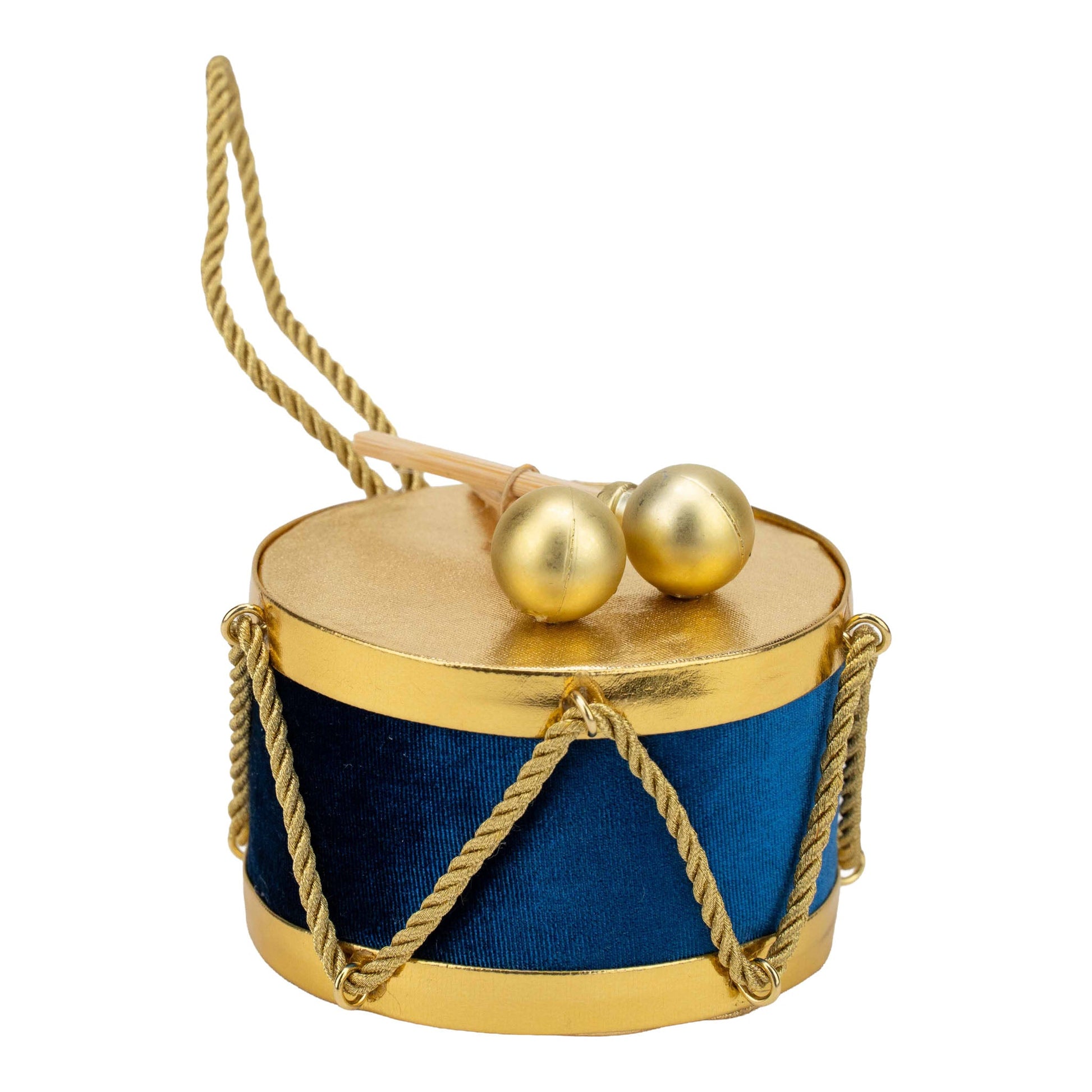 Gold & Blue Drum - 9cm - My Christmas